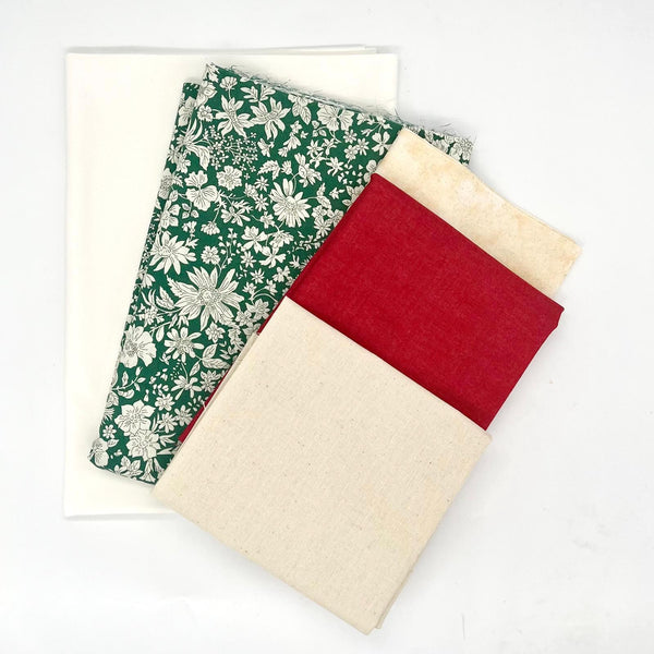 FABRIC KIT: Leesa Chandler '3D Christmas Tree' Wall Hanging: Liberty 'Evergreen' v2 (Ivory Plain Background)