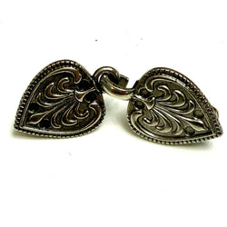 HARDWARE: Shawl Clip: *D* Filigree Heart Antique SILVER