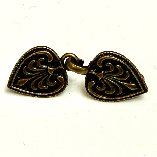 HARDWARE: Shawl Clip: *C* Filigree Heart ANTIQUE