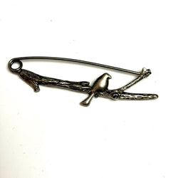 HARDWARE: Zinc Alloy BIRD ON BRANCH Shawl Pin: Tin colour