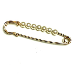 HARDWARE: Shawl Pin: Gold Colour with Imitation Pearls