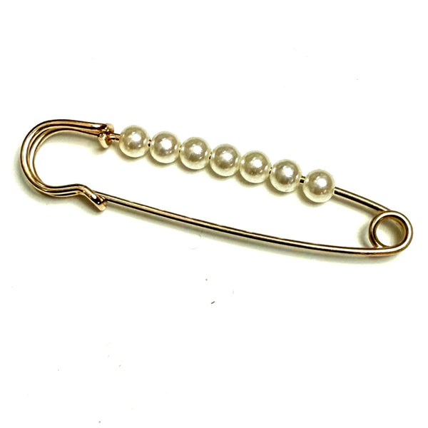 HARDWARE: Shawl Pin: Gold Colour with Imitation Pearls