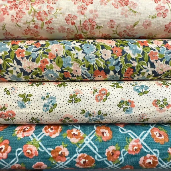 LONG QUARTER BUNDLE: 4 x LQ: Liberty | Floral Nostalgia: Coral/Teal