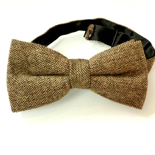 READY MADE: One Bow Tie & TWO Pocket Squares Set: CLASSIC Brown