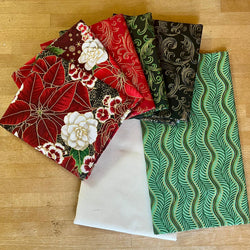 FABRIC KIT: Festive Squares Runner: Robert Kaufman Holiday Flourish Peppermint Twist RED & GREEN OPTION