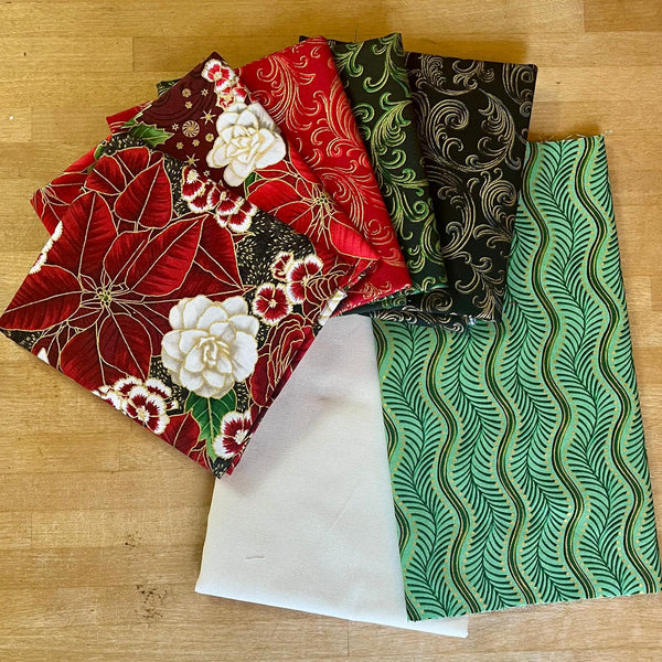 FABRIC KIT: Festive Squares Runner: Robert Kaufman Holiday Flourish Peppermint Twist RED & GREEN OPTION
