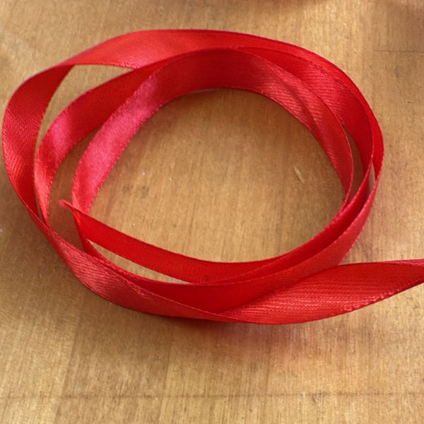 RIBBON: 5mm wide Red Satin Ribbon: by the METRE