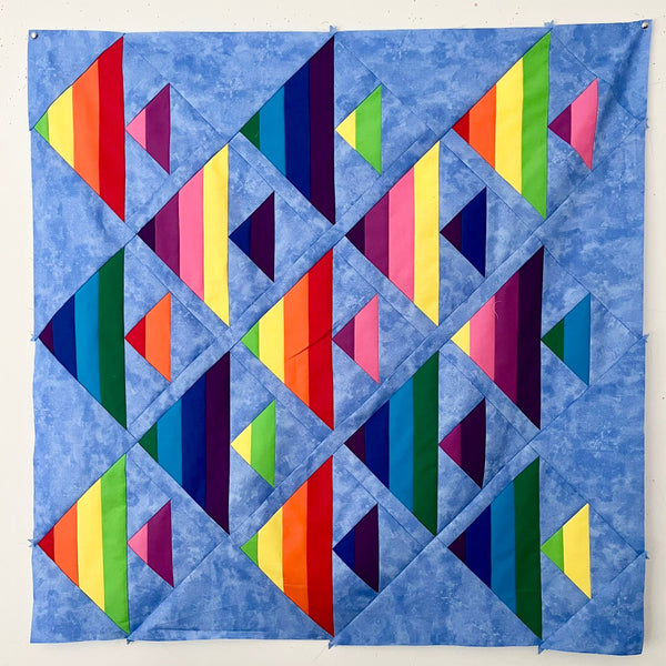 FABRIC KIT: Rainbow Fish Quilt: Northcott 'Toscana' 430 Cornflower option