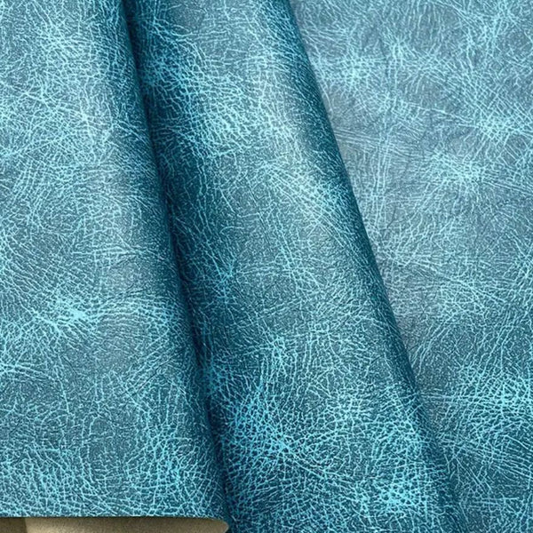 Special Buy: Vintage Style Faux Leather / Leatherette: Ocean Blue: PRECUT approx 41cm x 137cm piece