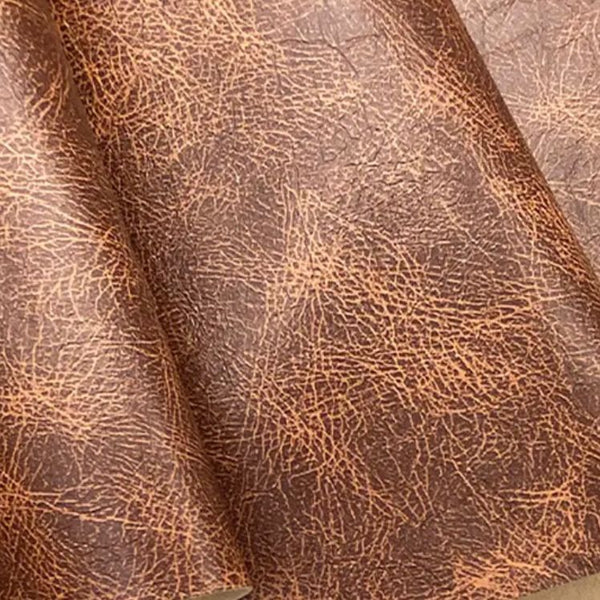 Special Buy: Vintage Style Faux Leather / Leatherette: Chestnut Brown: PRECUT approx 41cm x 137cm piece