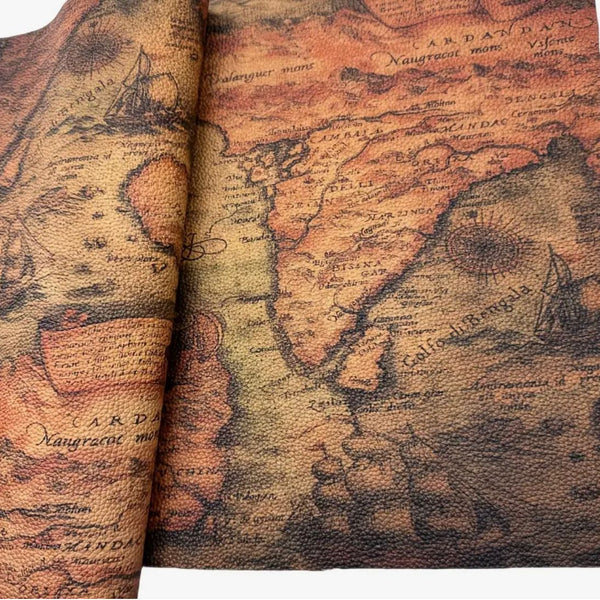 Special Buy: Vintage Style Cowhide Leather: Vintage MAP: PRECUT approx 30cm x 60cm piece