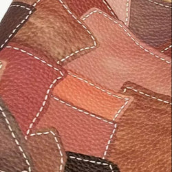 Special Buy: Vintage Style Faux Leather / Leatherette: MULTI NEUTRALS Patchwork Effect: PRECUT approx 40cm x 134cm piece