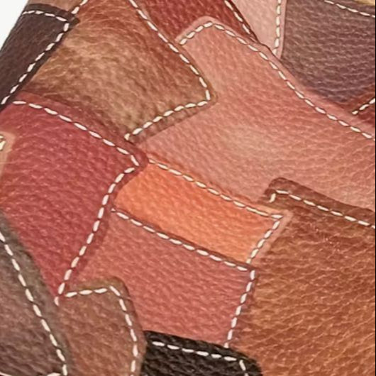 Special Buy: Vintage Style Faux Leather / Leatherette: MULTI NEUTRALS Patchwork Effect: PRECUT approx 40cm x 134cm piece