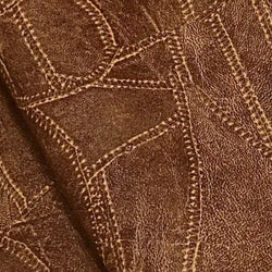 Special Buy: Vintage Style Faux Leather / Leatherette: BROWN STITCHED Patchwork Effect: PRECUT approx 40cm x 134cm piece