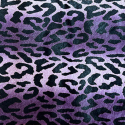 SPECIAL BUY: Premium Top Grain Cowhide Horsehair Fabric: 1.5mm Thick: PURPLE LEOPARD Print Design