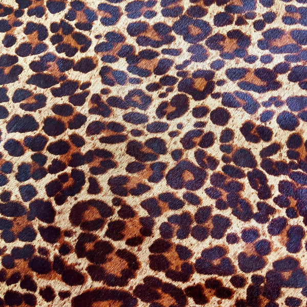 SPECIAL BUY: Premium Top Grain Cowhide Horsehair Fabric: 1.5mm Thick: CLASSIC LEOPARD Print Design