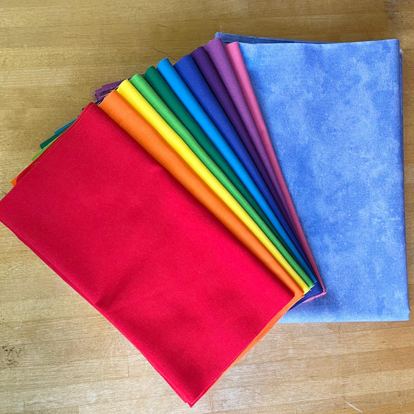FABRIC KIT: Rainbow Fish Quilt: Northcott 'Toscana' 430 Cornflower option