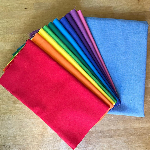 FABRIC KIT: Rainbow Fish Quilt: Yarn Dyed Cotton Chambray in Royal option