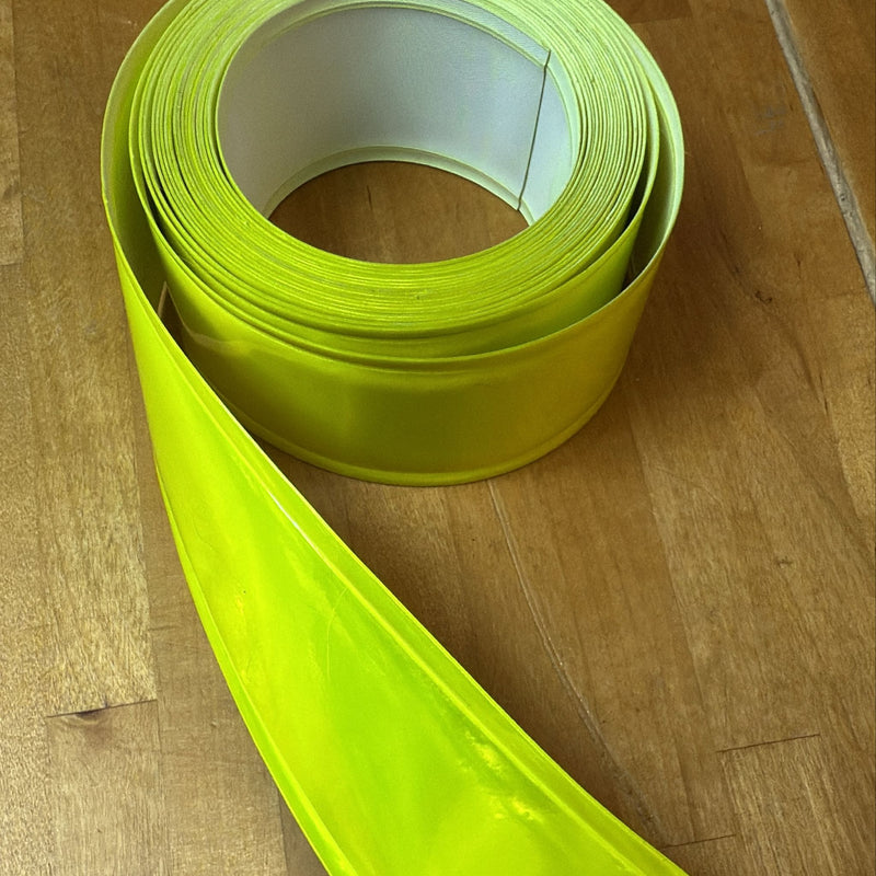 REFLECTIVE TAPE: Encapsulated Hi Vis Sew On Tape: 50mm / 2" wide: YELLOW: by the METRE