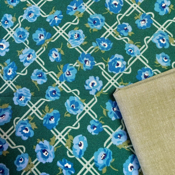 Premium HMH: Liberty | Floral Nostalgia 'Rosemary Blooms' Blue/Emerald 448C with Green Chambray