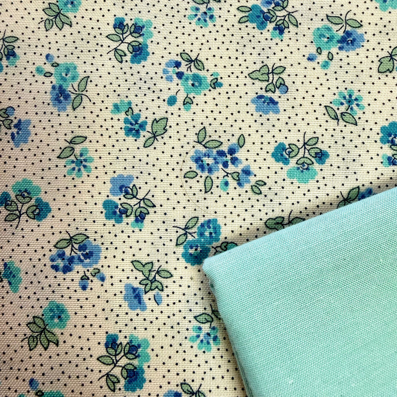 Premium HMH: Liberty | Floral Nostalgia 'Flora Beatrice' Blue 449C with Mint Chambray