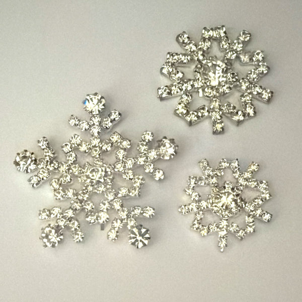 ACCESSORY: Trio of Rhinestone Snowflakes: 25mm, 30mm, 45mm