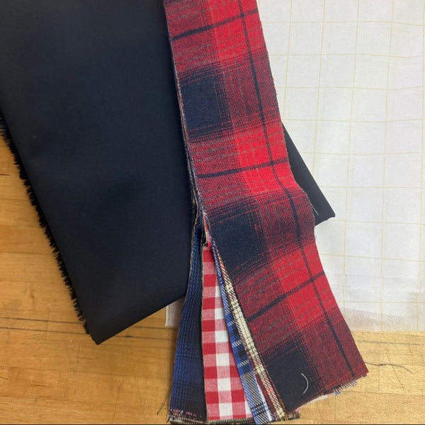 FABRIC KIT: Plaid Washbag: 1/2m Technical Fabric + 1/2m Quilters' Grid + Twenty Precut Strips