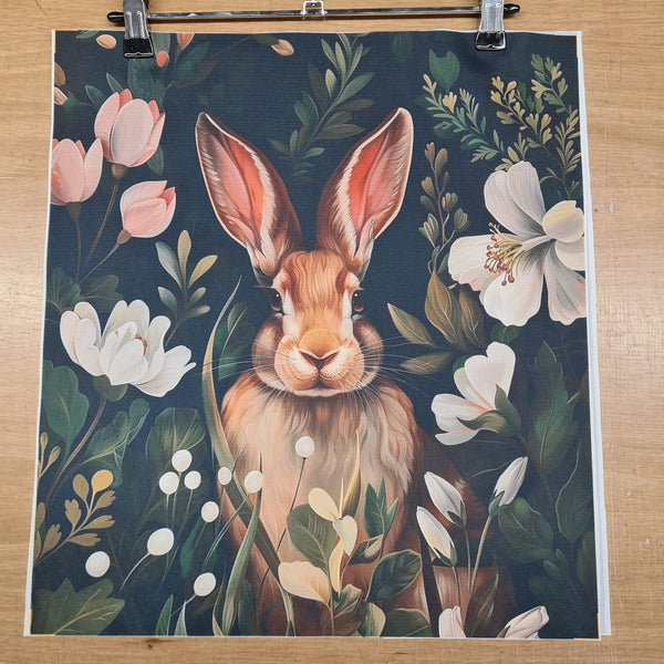 PRECUT PANEL: Waterproof Canvas TOTE BAG Panel: Approx 40cm x 45cm: Majestic Hare