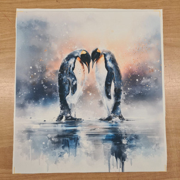 PRECUT PANEL: Waterproof Canvas TOTE BAG Panel: Approx 40cm x 45cm: Emperor Penguins