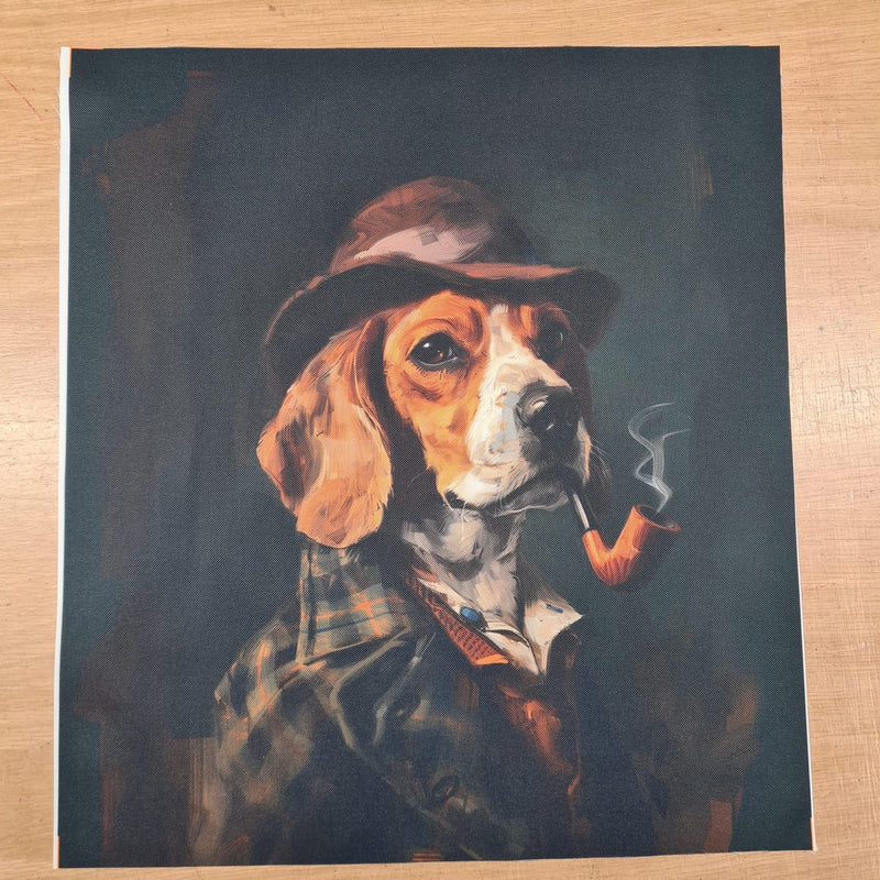 PRECUT PANEL: Waterproof Canvas TOTE BAG Panel: Approx 40cm x 45cm: Sherlock Beagle