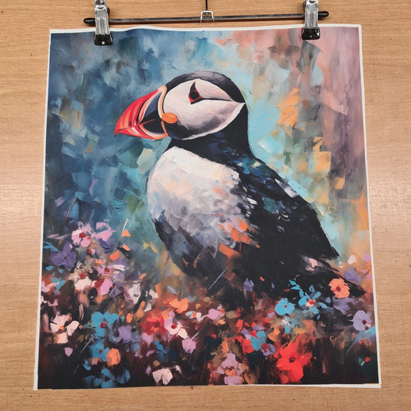 PRECUT PANEL: Waterproof Canvas TOTE BAG Panel: Approx 40cm x 45cm: Puffin
