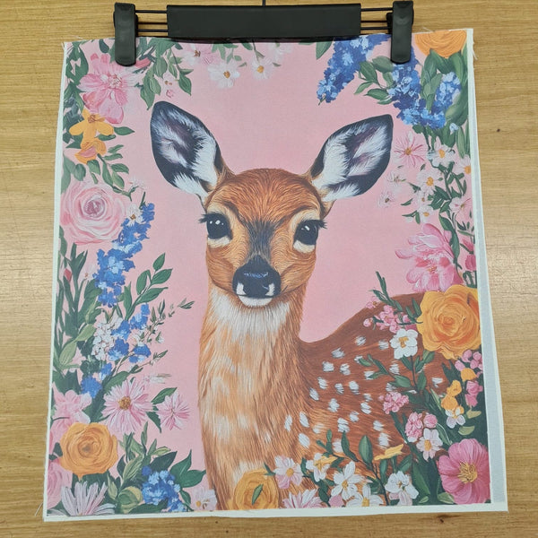 PRECUT PANEL: Waterproof Canvas TOTE BAG Panel: Approx 40cm x 45cm: Spring Floral Fawn