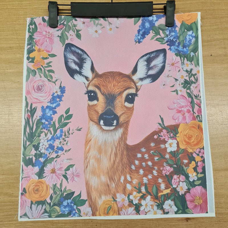 PRECUT PANEL: Waterproof Canvas TOTE BAG Panel: Approx 40cm x 45cm: Spring Floral Fawn
