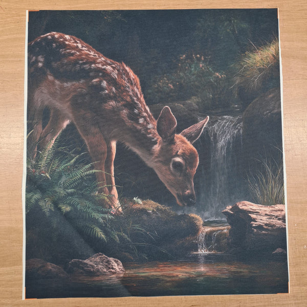 PRECUT PANEL: Waterproof Canvas TOTE BAG Panel: Approx 40cm x 45cm: Mossbrook Deer