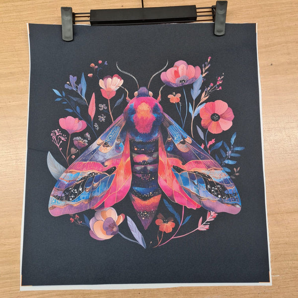 PRECUT PANEL: Waterproof Canvas TOTE BAG Panel: Approx 40cm x 45cm: Magical Moth