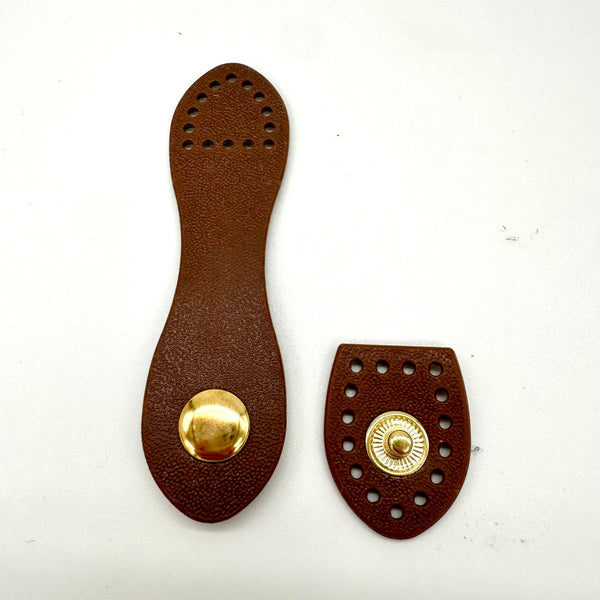 HARDWARE: Sew-On Faux Leather Snap Fastening Bag Clasp / Closure: BROWN