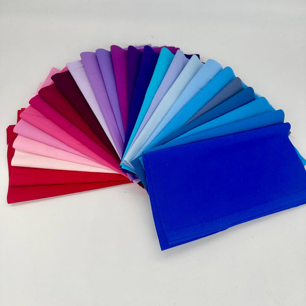 BANK HOLIDAY SPECIAL: 25 x LONG QUARTERS 100% Cotton Plains: Bundle B (Colours #26 - 50)