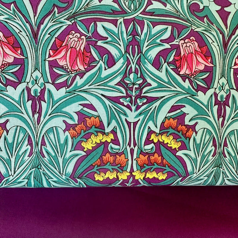 PERFECT PAIRING: 1/2m Duo: Kaffe Fassett x Morris & Co 'Bluebell' PWKW004 Purple + Imperial Plain