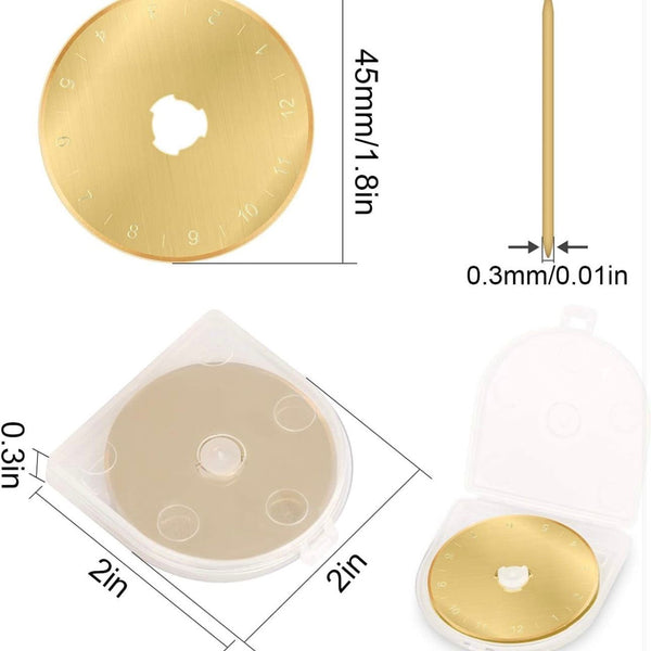 SPECIAL PRICE: Titanium Coated Heavy-Duty Rotary Cutter Blades: 45mm: Pack of 10