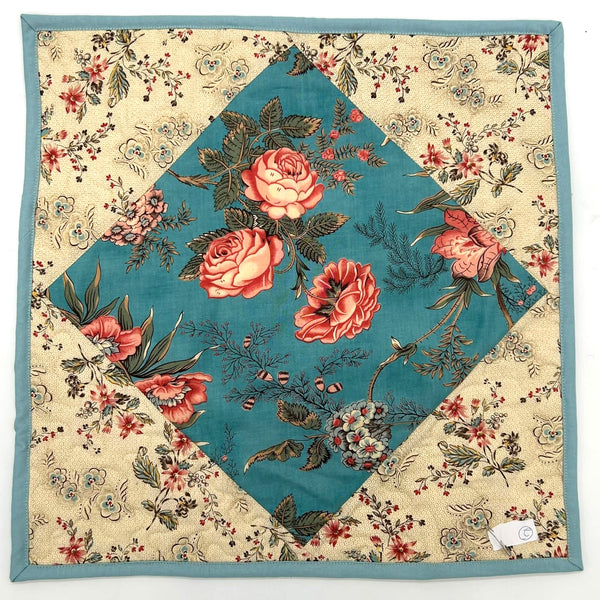 SAMPLE SALE: Item 2: Bound Edge Cushion COVER ONLY: Kate's Garden Gate (blue floral)