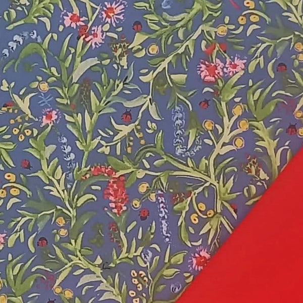 Half Metre Heaven: Dena Designs | Ladybird 'Ladybug Garden' Blue PWDF316 with Scarlet