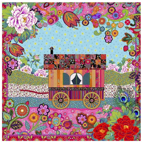 Odile Bailloeul: Carte Velours 'Roulotte' (Velvet Card 'Gipsy Caravan'): Approx 28cm x 31cm / 11" x 12" Panel