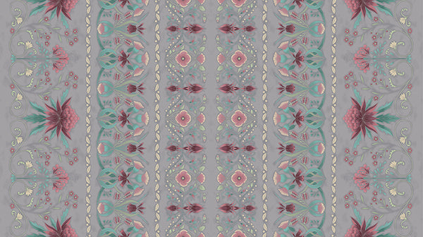Leesa Chandler | Melba 'Border Stripe' Grey/Pink 0001 5: by the 60cm increment