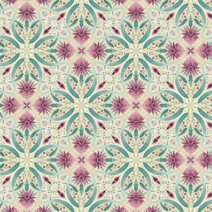 Leesa Chandler | 'Melba' Tile 0002 6 Ivory Pink Silver: by the 1/2m