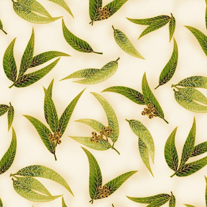 Leesa Chandler | Under The Australian Sun 'Gum Leaves' Ivory Green 0016 13: by the 1/2m