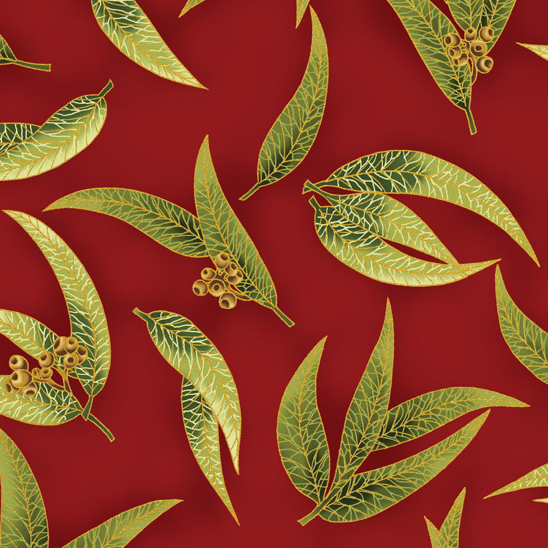Leesa Chandler | Under The Australian Sun 'Gum Leaves' Red Green 0016 1: by the 1/2m