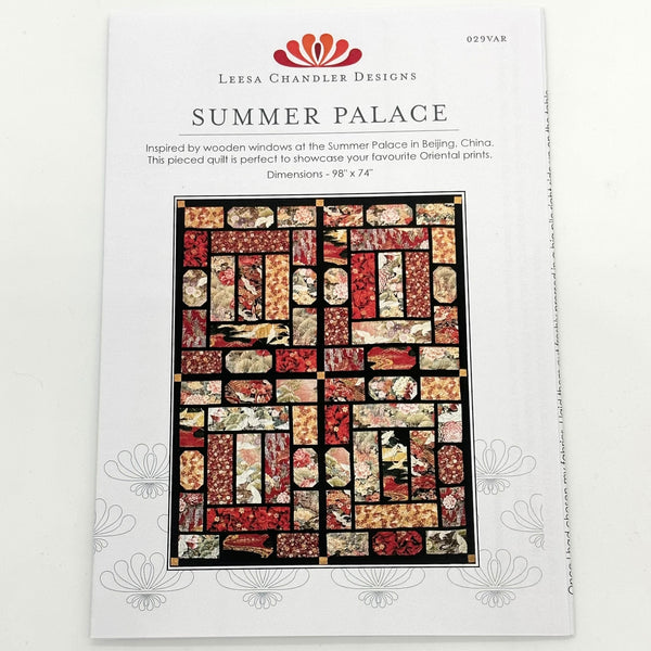 INSTRUCTIONS: Leesa Chandler 'Summer Palace' Quilt Pattern: PRINTED VERSION (Pre-Packed)