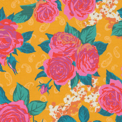 Crystal Manning for Moda | Paisley Rose : 11880 21 'Large Floral' Golden: by the 1/2m
