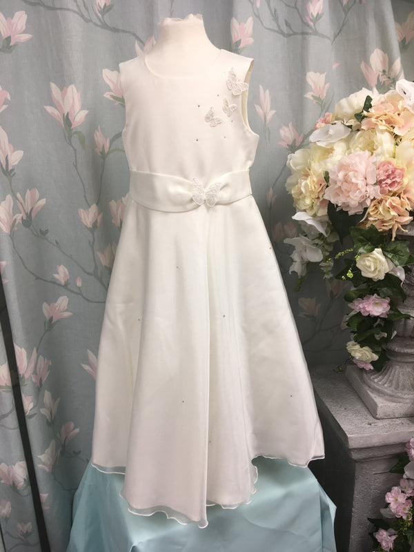Magnolia Bridal: Ready Made Flower Girl Dress: Ivory with Butterflies, Size 5-6