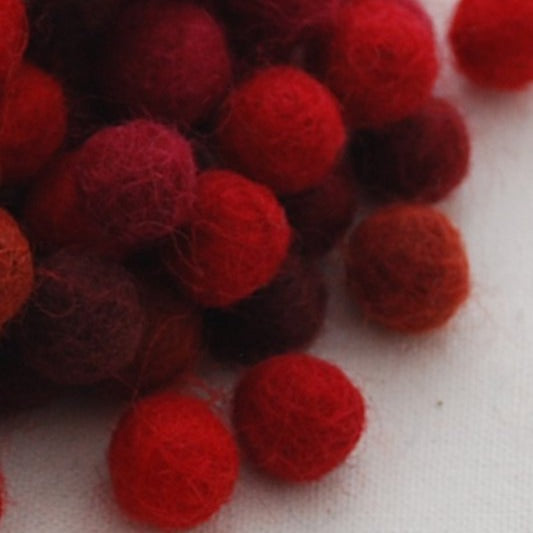 TOY MAKING: 100% Wool Felt Ball for House of Zandra Toys: 1cm: Red Shades